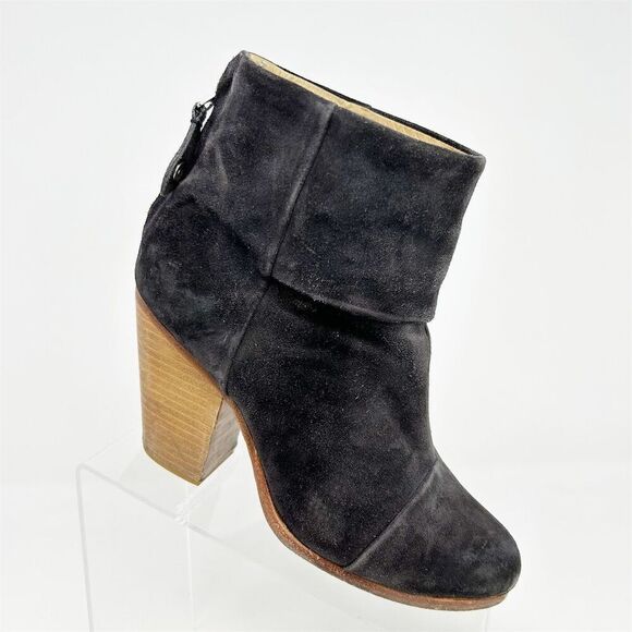 Rag & Bone Newbury Ankle Booties Dark Charcoal Gray Suede Women's Size 38.5 - Picture 1 of 13